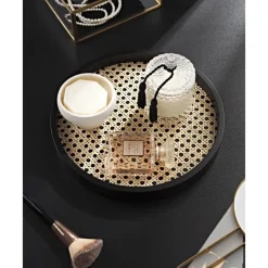 Discount Bandeja Redonda Con Tejido Vienes Carina Bandejas Decorativas