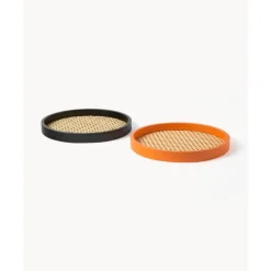Discount Bandeja Redonda Con Tejido Vienes Carina Bandejas Decorativas