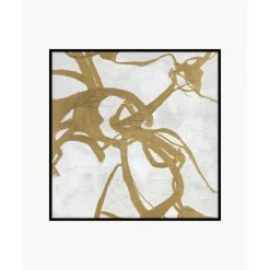 Clearance Cuadro En Lienzo Pintado A Mano Goldplay, Marco De Madera Lienzos