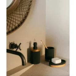 Discount Dosificador De Jabon Con Madera Laura Dispensador De Jabon Y Jaboneras