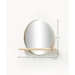 Fashion Espejo De Pared Redondo Con Estante De Madera Kenny Espejos De Pared