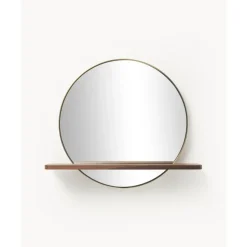 Clearance Espejo De Pared Redondo Con Estante De Madera Kenny Espejos De Pared
