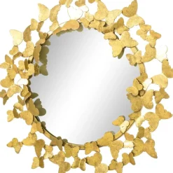Clearance Espejo De Pared Redondo De Metal Butterfly, Estilo Vintage Espejos De Pared
