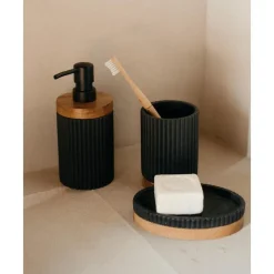 Outlet Jabonera Con Madera Laura Dispensador De Jabon Y Jaboneras