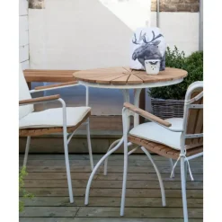 Online Mesa Redonda Para Exterior Hard & Ellen, Tablero De Madera De Teca Muebles De Jardin