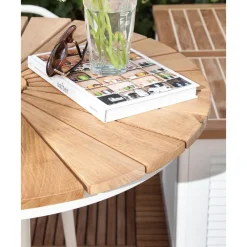 Online Mesa Redonda Para Exterior Hard & Ellen, Tablero De Madera De Teca Muebles De Jardin