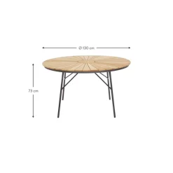 Sale Mesa Redonda Para Exterior De Madera De Teca Hard & Ellen, Tamanos Diferentes Muebles De Jardin
