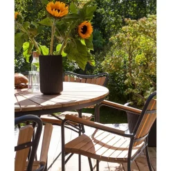 New Set De Comedor Para Exterior De Madera Teca Ellen, 5 Pzas. Muebles De Jardin