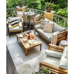 Discount Set Lounge Para Exterior De Madera De Acacia Bo, 4 Pzas. Muebles De Jardin
