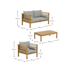 Discount Set Lounge Para Exterior De Madera De Acacia Bo, 4 Pzas. Muebles De Jardin
