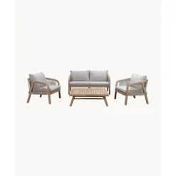Discount Set Lounge Para Exterior De Madera De Acacia Lu, 4 Pzas. Muebles De Jardin