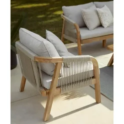 Discount Set Lounge Para Exterior De Madera De Acacia Lu, 4 Pzas. Muebles De Jardin