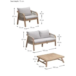 Discount Set Lounge Para Exterior De Madera De Acacia Lu, 4 Pzas. Muebles De Jardin