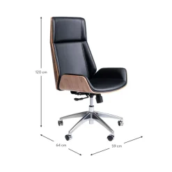 New Silla De Oficina De Cuero Sintetico Rouven, Altura Regulable Sillas De Escritorio